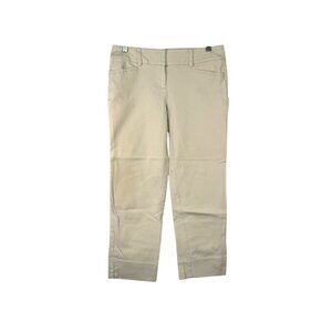 Loft Womens Marisa Straight Leg Pants Beige Cotton Blend Size 0